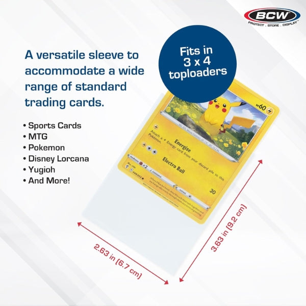 BCW Standard Penny Sleeves – 500 Count | 2-5/8" x 3-5/8" Crystal Clear, Acid-Free