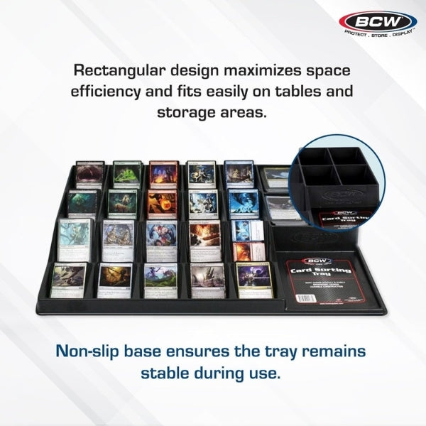 BCW 24-Cell Trading Card Sorting Tray — Durable Polystyrene Organizer for TCG, Pokémon, MTG